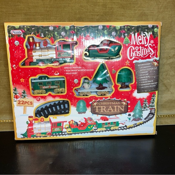 Arcady Other - Arcady Merry Christmas 22 Pcs Train Set Head Light Musical Sounds NIB